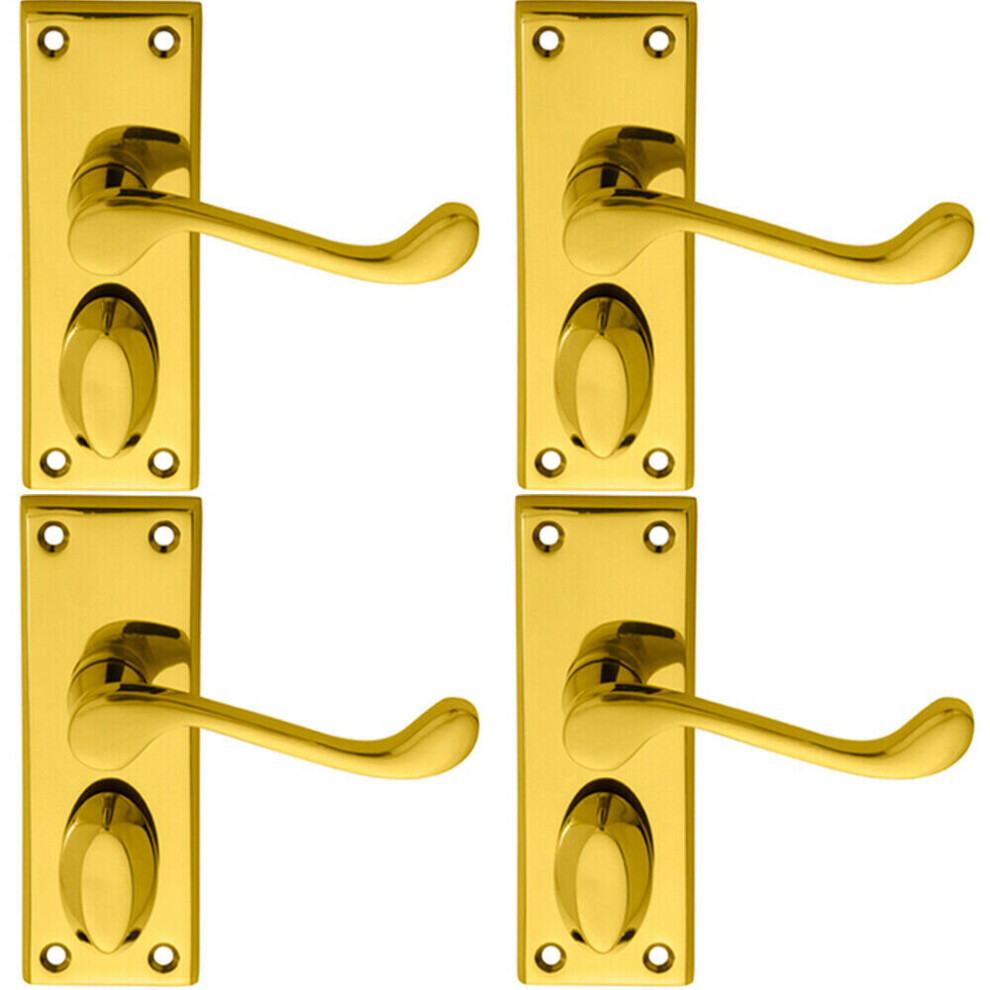 Loops 4X Pair Victorian Scroll Handle On Privacy Backplate 118 X 43Mm Polished Brass