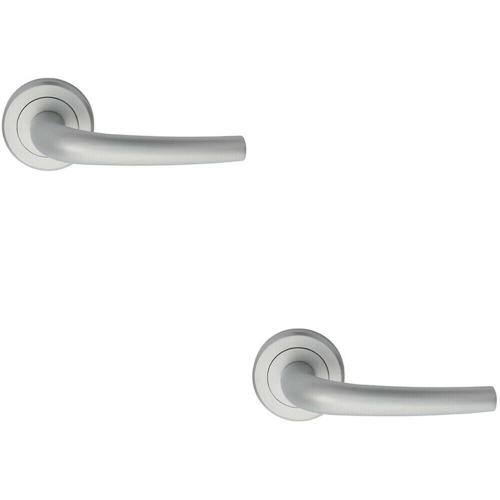 2x PAIR Curved Rounded Bar Handle Concealed Fix Round Rose Satin Chrome