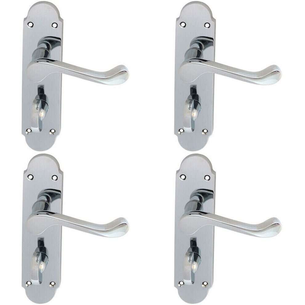 4x PAIR Victorian Upturned Lever on Bathroom Backplate 170 x 42mm Chrome