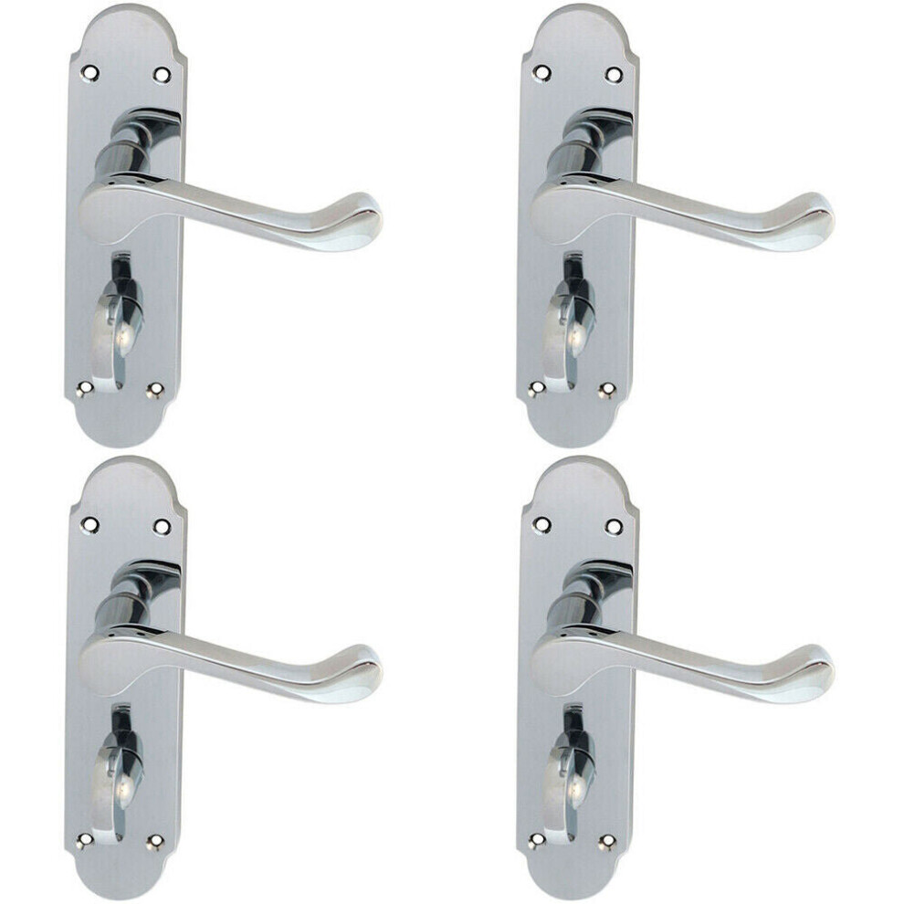 4X Pair Victorian Upturned Lever On Bathroom Backplate 170 X 42Mm Chrome