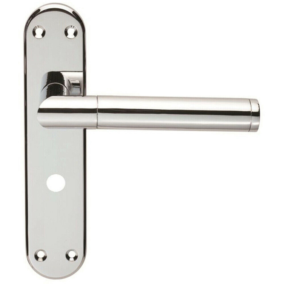 Round Bar Lever on Bathroom Backplate Door Handle 180 x 40mm Polished Chrome