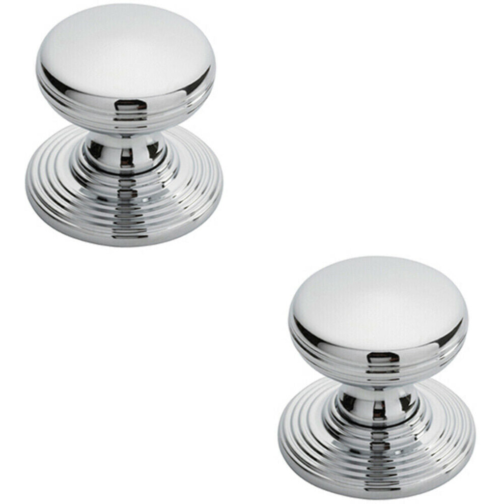 Loops 2X Smooth Ringed Cupboard Door Knob 28Mm Dia Polished Chrome Cabinet Handle
