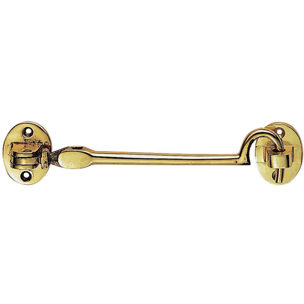 Heavy Duty Cabin Hook & Eye Polished Brass 152mm Arm Cabinet Hatch Lock