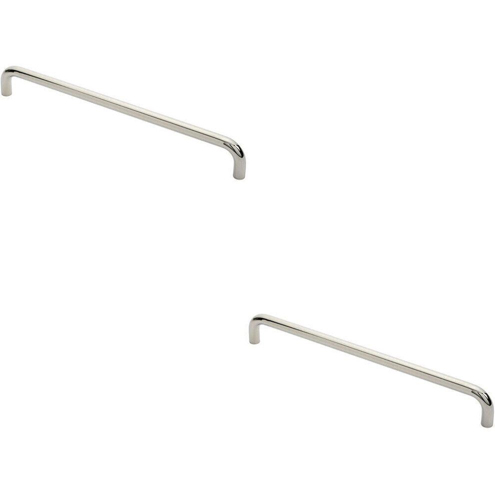 2X Round D Bar Pull Handle 469 X 19Mm 450Mm Fixing Centres Bright Steel 5056492591163