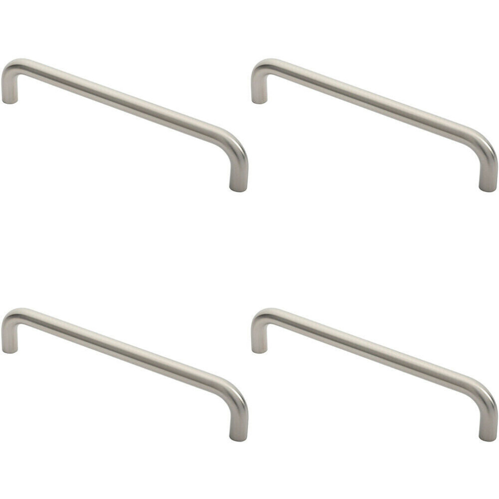 4X Round D Bar Pull Handle 319 X 19Mm 300Mm Fixing Centres Satin Stainless Steel