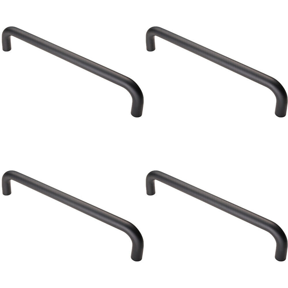 4x Round D Bar Pull Handle 319 x 19mm 300mm Fixing Centres Matt Black