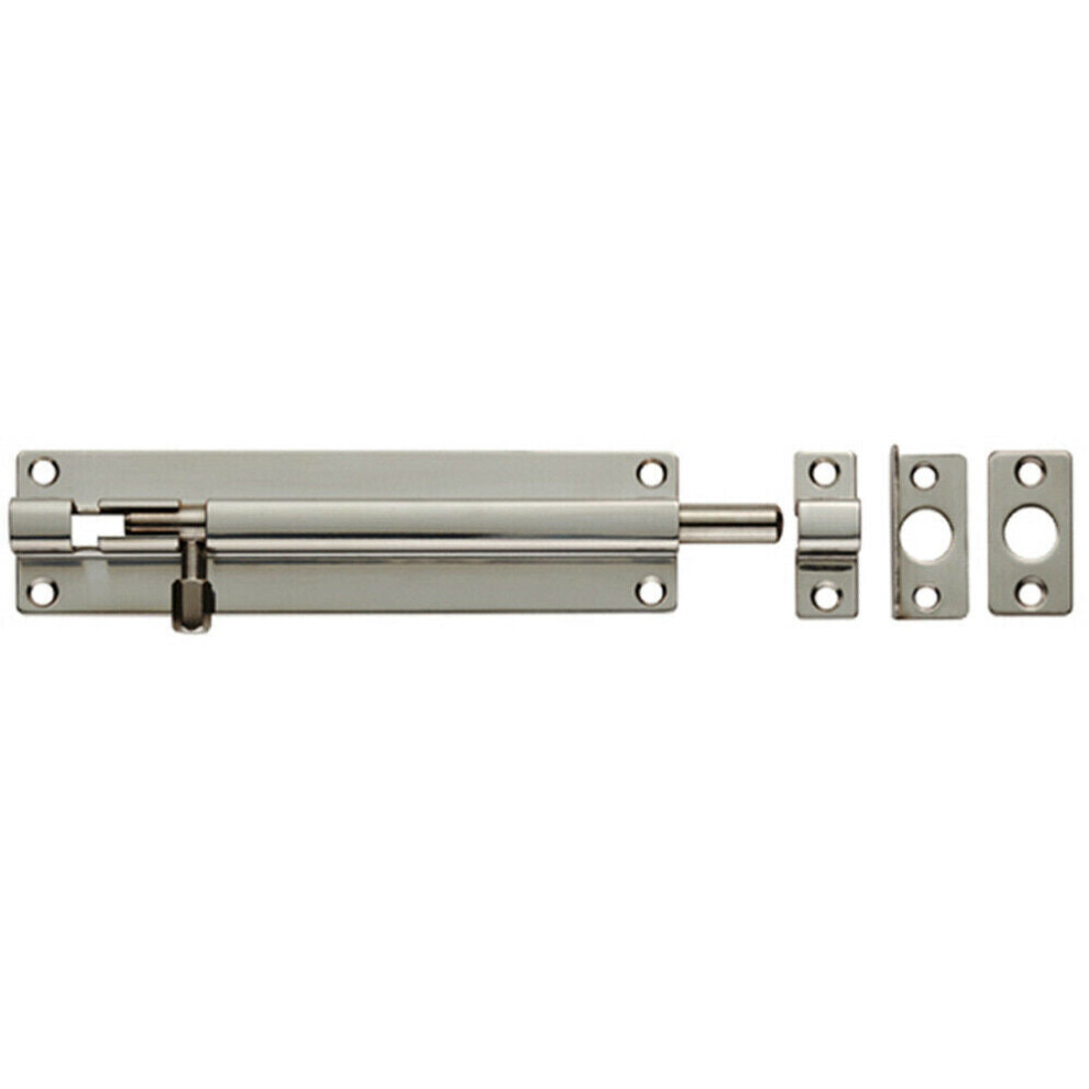 Loops Straight Barrel Surface Mounted Door Bolt Lock 150 X 38Mm Bright Steel