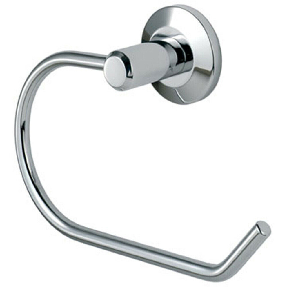 Round Bar Bathroom Toilet Roll Holder on Rose Concealed Fix Polished Chrome