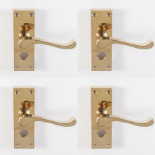 4x PAIR Victorian Scroll Handle on Bathroom Backplate 120 x 41mm Polished Brass