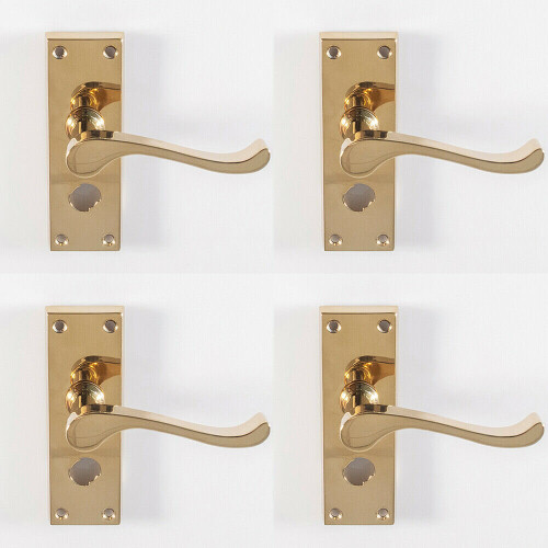 Loops 4x PAIR Victorian Scroll Handle on Bathroom Backplate 120 x 41mm Polished Brass