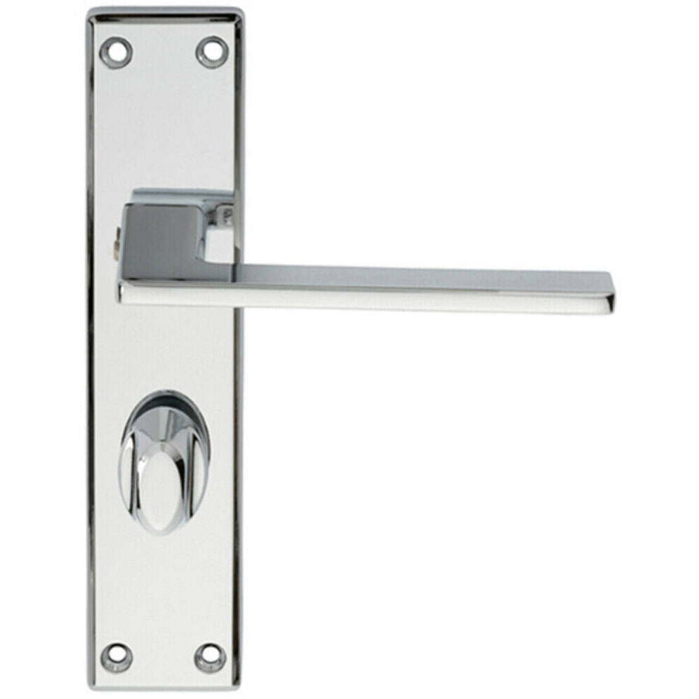 Flat Straight Lever on Bathroom Backplate Handle 180 x 40mm Polished Chrome