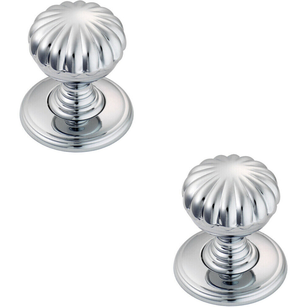 Loops 2X Flower Design Textured Cupboard Door Knob 31Mm Diameter Polished Chrome