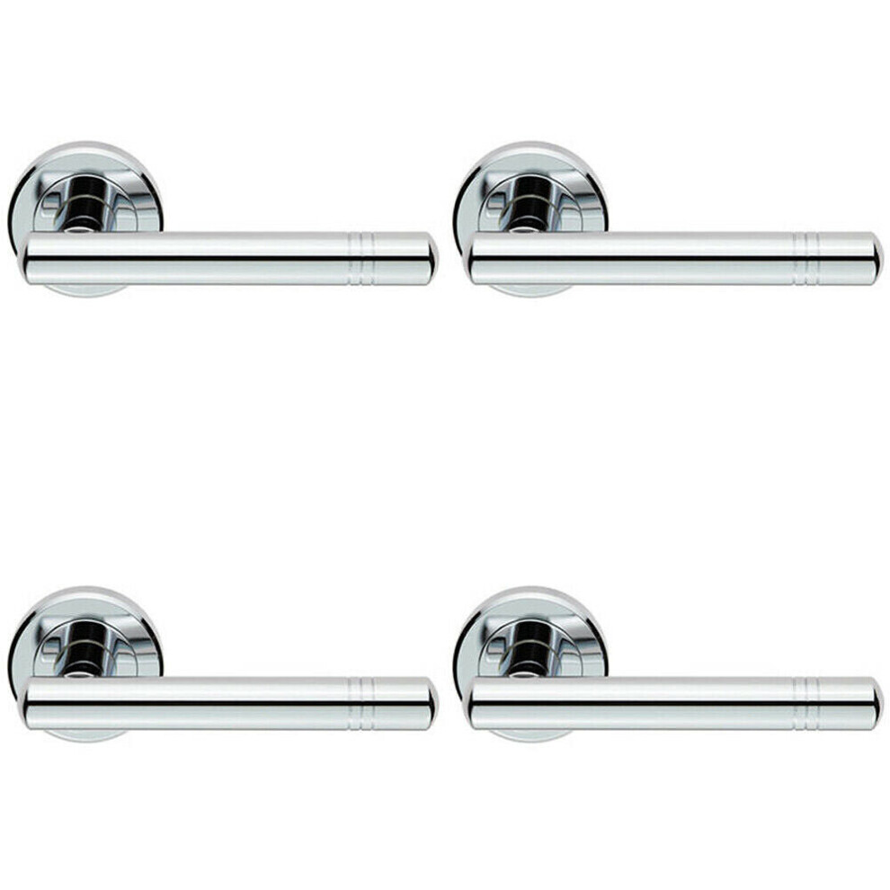 Loops 4X Pair Round T Bar Handle With Ringed Design Concealed Fix Polished Chrome