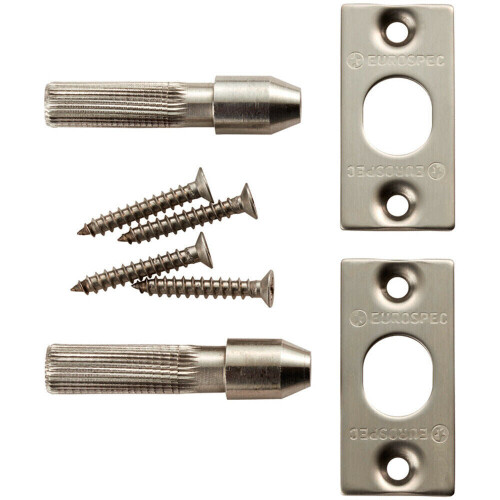 Loops Security Hinge Bolt Set 56 x 13mm Bolt Fixing Plates Satin Stainless Steel
