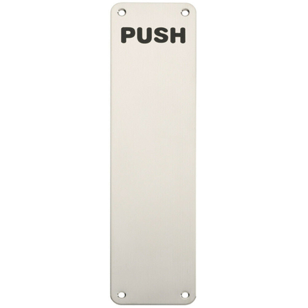 Push Engraved Door Finger Plate 300 x 75mm Bright Stainless Steel Push Plate