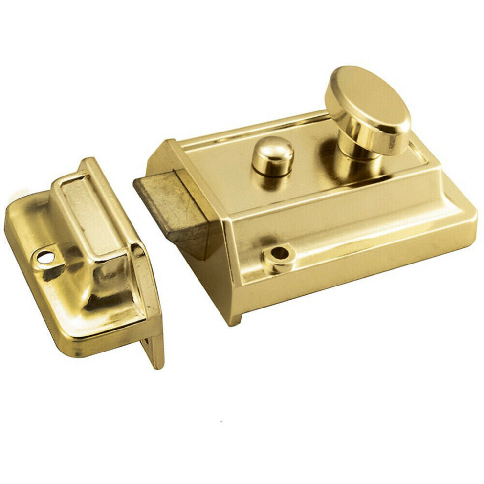 Traditional Rim Cylinder Nightlatch 60mm Electro Brassed Door Security Lock