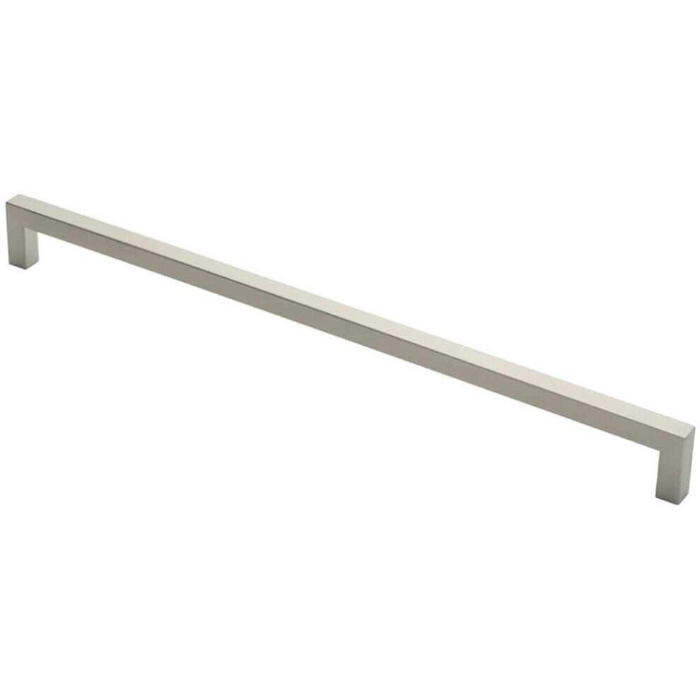 Square Mitred Door Pull Handle 619 x 19mm 600mm Fixing Centres Satin Steel