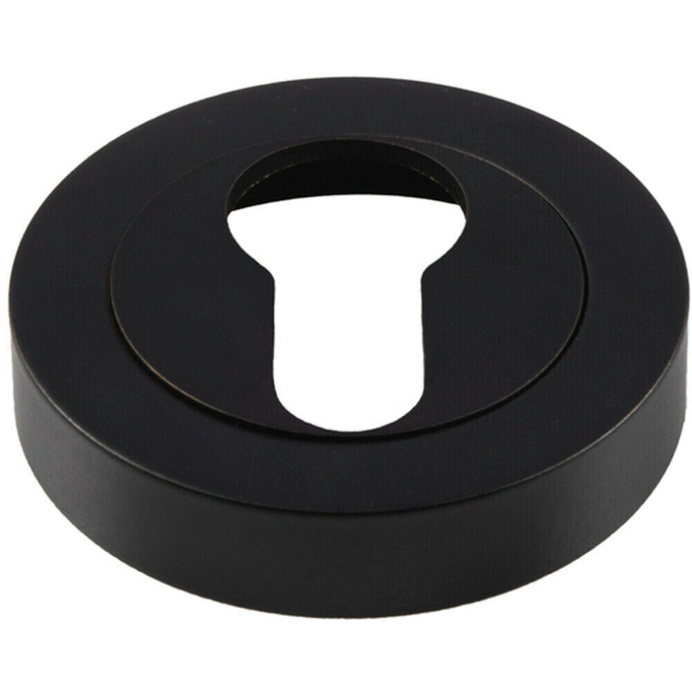 50Mm Euro Profile Round Escutcheon Concealed Fix Matt Black Keyhole Cover