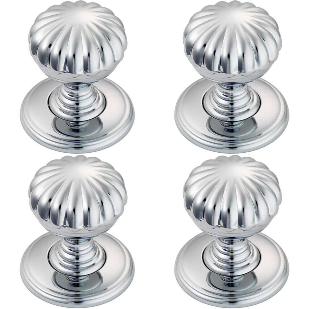 4X Flower Design Textured Cupboard Door Knob 31Mm Diameter Polished Chrome 5056524204900
