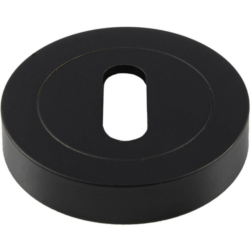 50mm Lock Profile Round Escutcheon Concealed Fix Matt Black Keyhole Cover