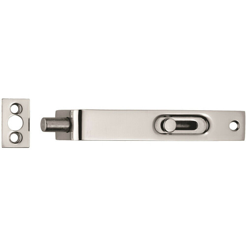 Loops Sunk Slide Flush Door Bolt with Flat Keep Plate 102 x 17mm Polished Chrome