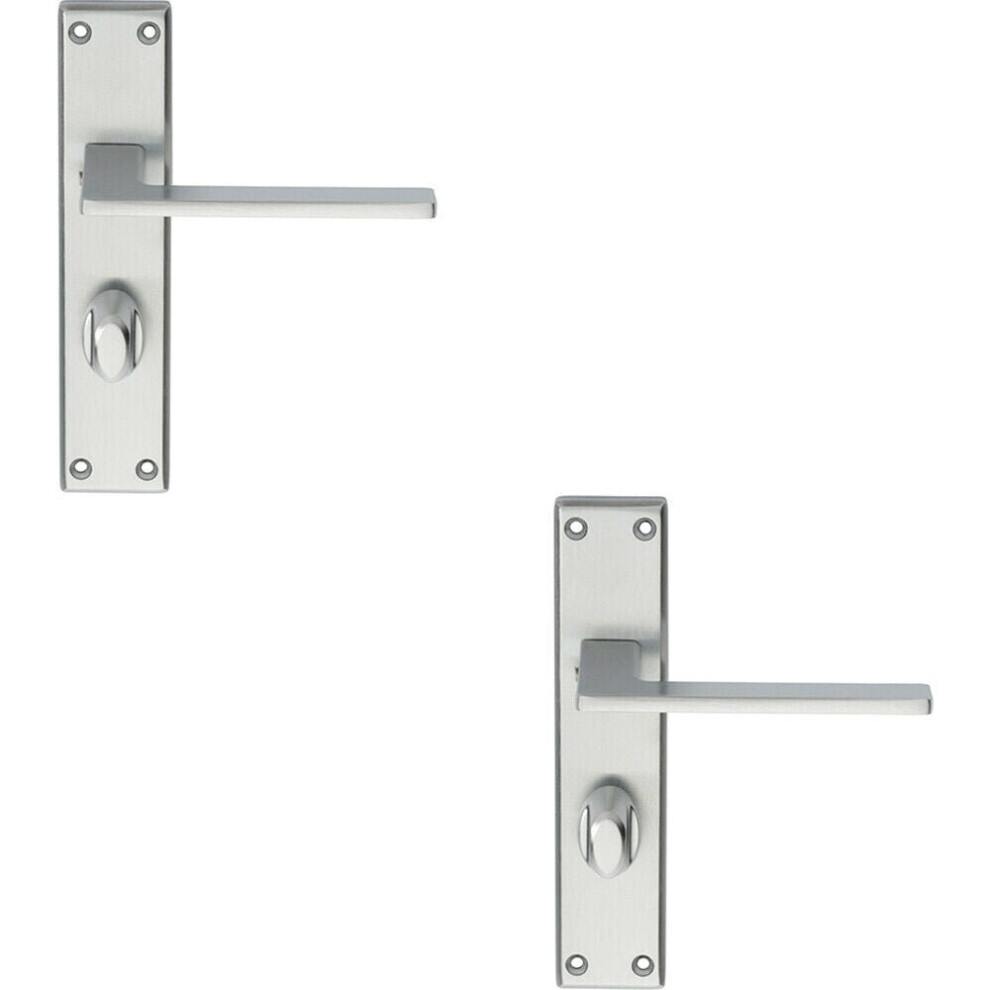 Loops 2X Flat Straight Lever On Bathroom Backplate Handle 180 X 40Mm Satin Chrome