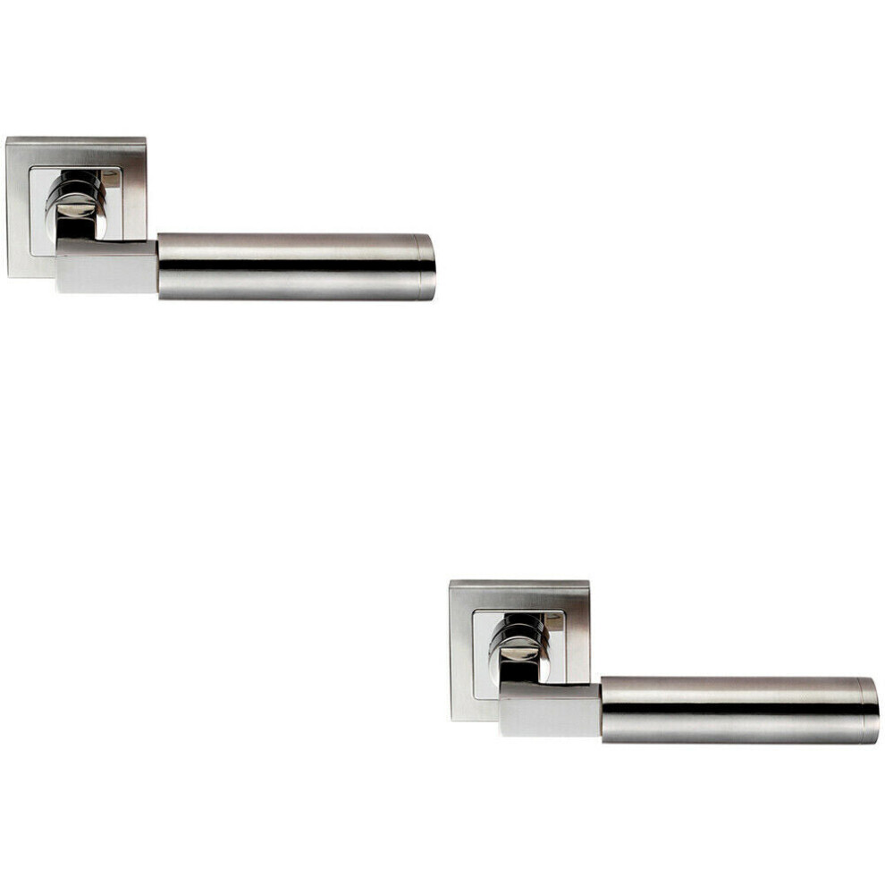 2X Pair Square Cut Mitred Bar Handle Concealed Fix Polished & Satin Steel 5056492595826