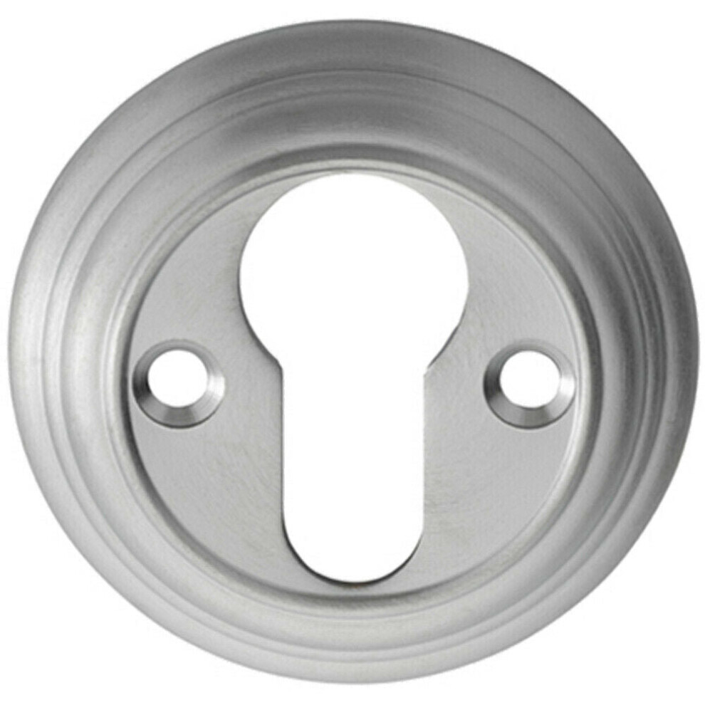 55Mm Euro Profile Round Escutcheon Reeded Design Satin Chrome Keyhole Cover 5056492568967