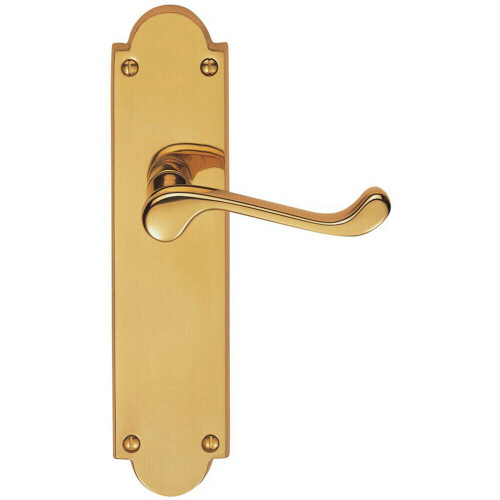 Loops PAIR Victorian Scroll Handle on Latch Backplate 205 x 49mm Polished Brass