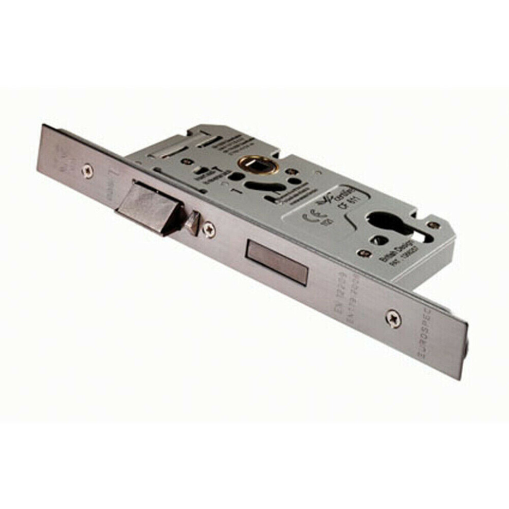 Loops Din Euro Profile Escape Lock Square Forend 60Mm Backset Satin Steel