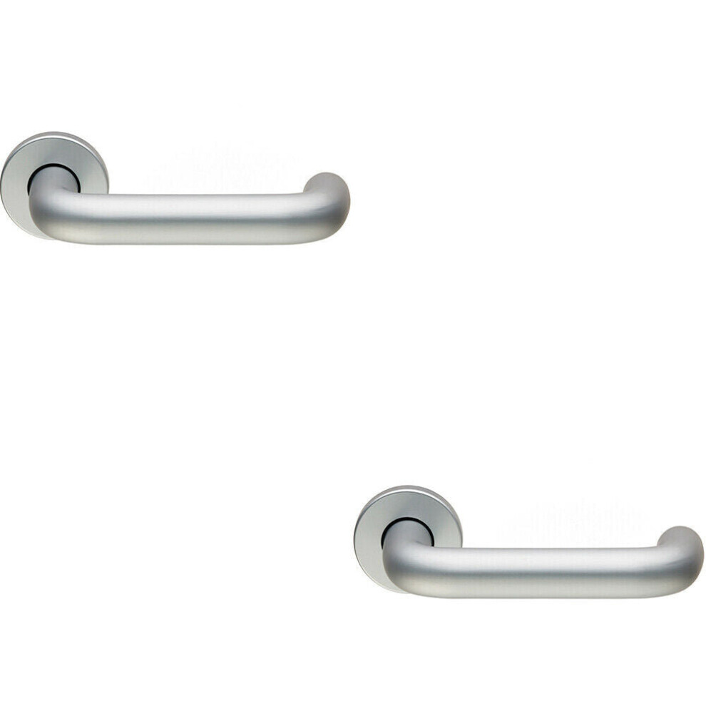 2X Pair 19Mm Round Bar Safety Lever On Round Rose Concealed Fix Satin Aluminium 5056492591279