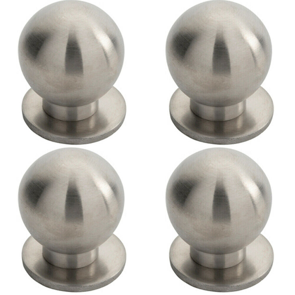 4x Small Solid Ball Cupboard Door Knob 30mm Dia Stainless Steel Cabinet Handle