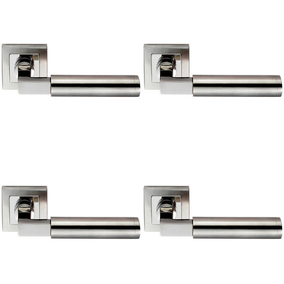 4X Pair Square Cut Mitred Bar Handle Concealed Fix Polished & Satin Steel 5056524208991
