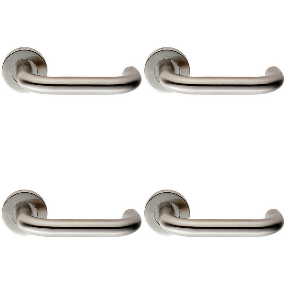 Loops 4X Pair 19Mm Round Bar Safety Lever On Slim Round Rose Concealed Fix Satin Steel