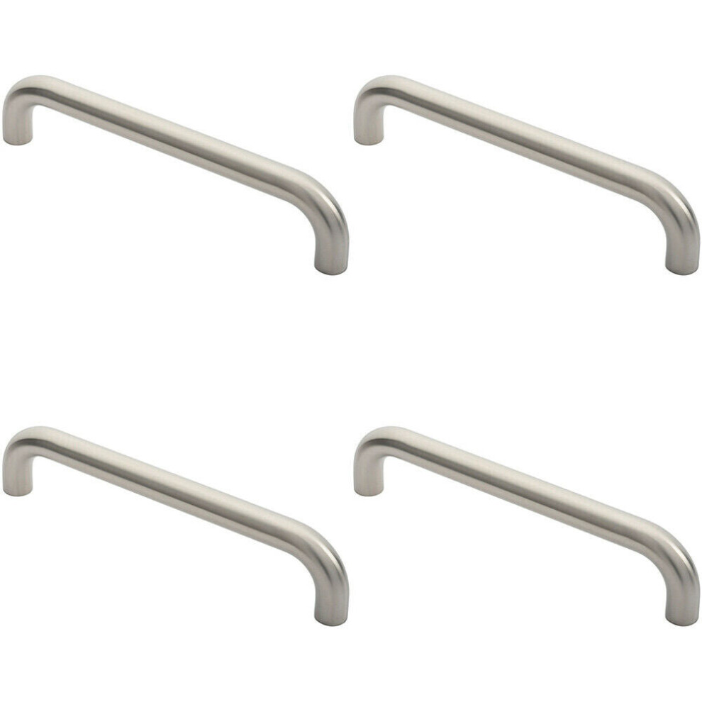 Loops 4X Round D Bar Pull Handle 325 X 25Mm 300Mm Fixing Centres Satin Steel