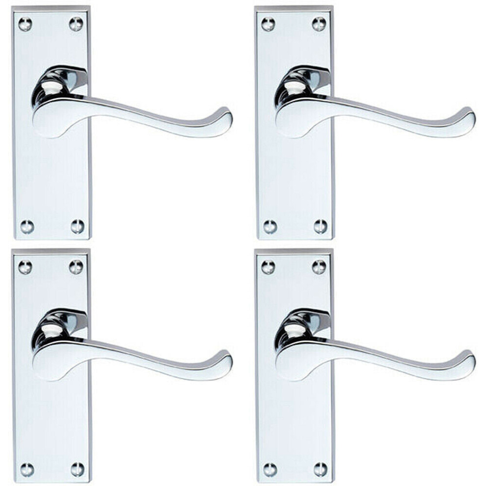 4x PAIR Victorian Scroll Handle on Latch Backplate 120 x 41mm Polished Chrome