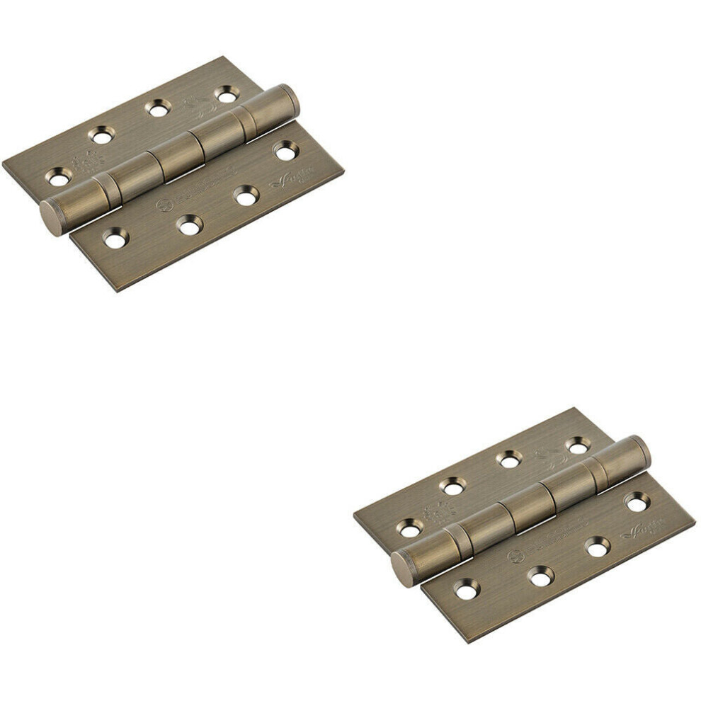 Loops 2X Pair 102 X 76 X 3Mm 13 Ball Bearing Hinge Antique Brass Interior Door
