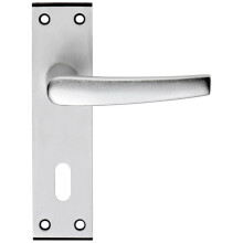 PAIR Straight Lever on Lock Backplate Door Handle 152 x 38mm Satin Aluminium