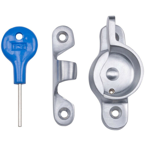 Loops Locking Fitch Pattern Sash Window Fastener 49mm Fixing Centres Satin Chrome