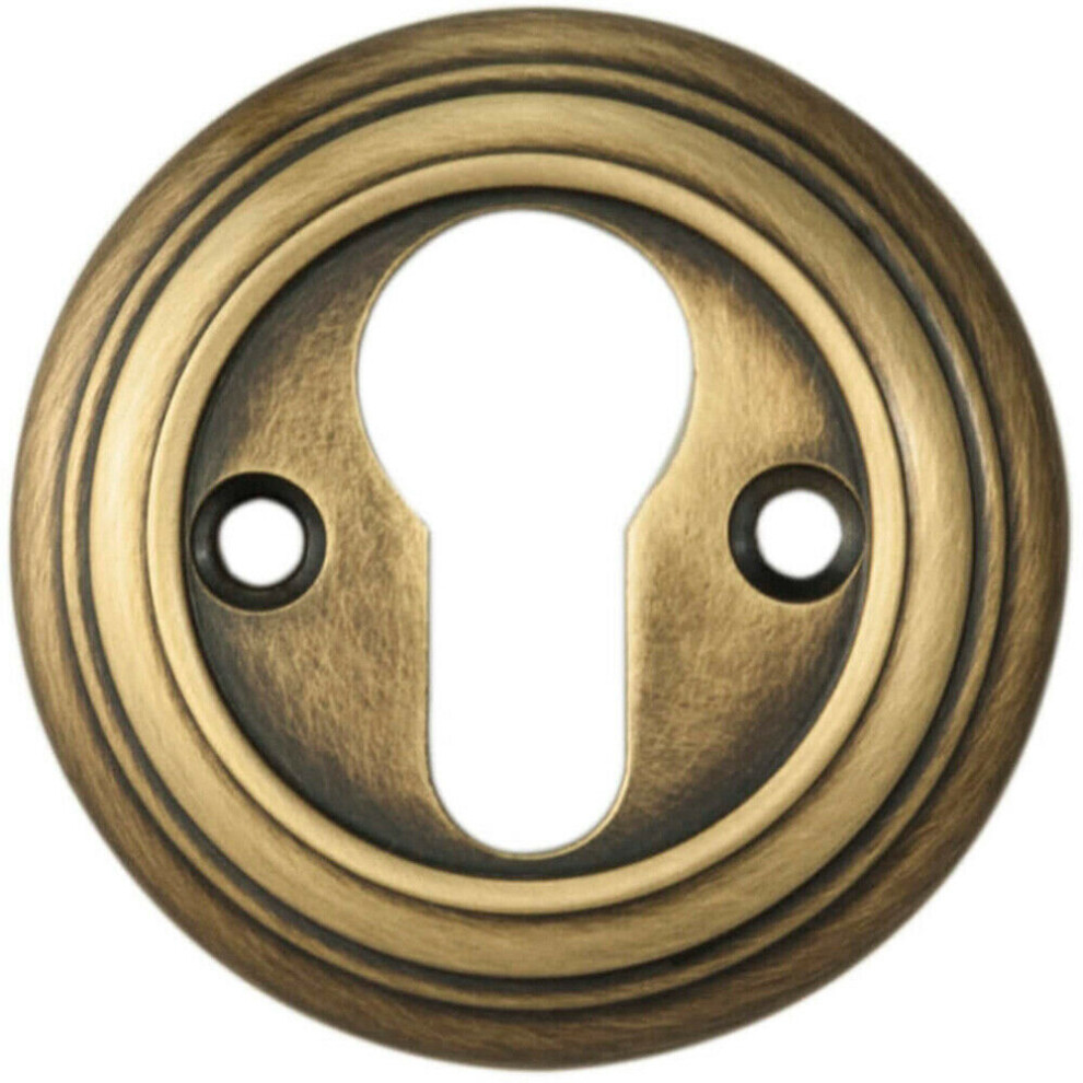 55Mm Euro Profile Round Escutcheon Reeded Design Antique Bronze Keyhole Cover 5056492568950