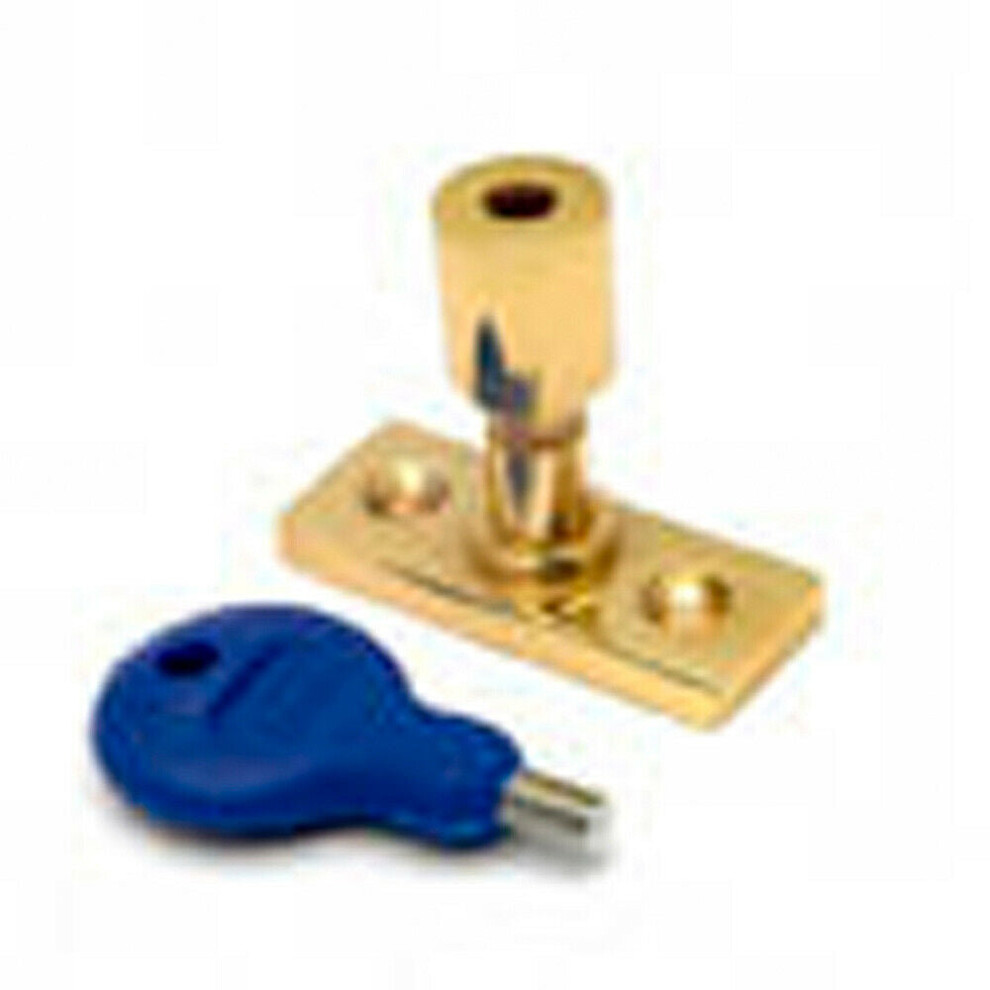 Locking Casement Window Stay Pin 28.5Mm Fixing Centres Polished Brass 5056492569742
