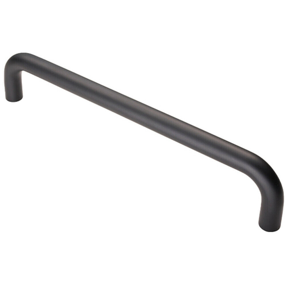 Loops Black Round D Bar Pull Handle 319 X 19Mm 300Mm Fixing Centres Matt