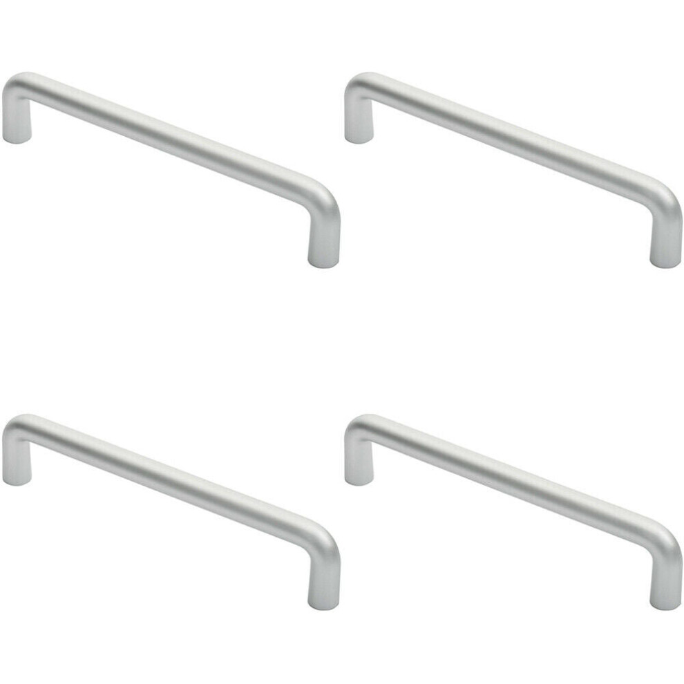 4x Rounded D Shaped Bar Handle 300 x 22mm Diameter Satin Anodised Aluminium