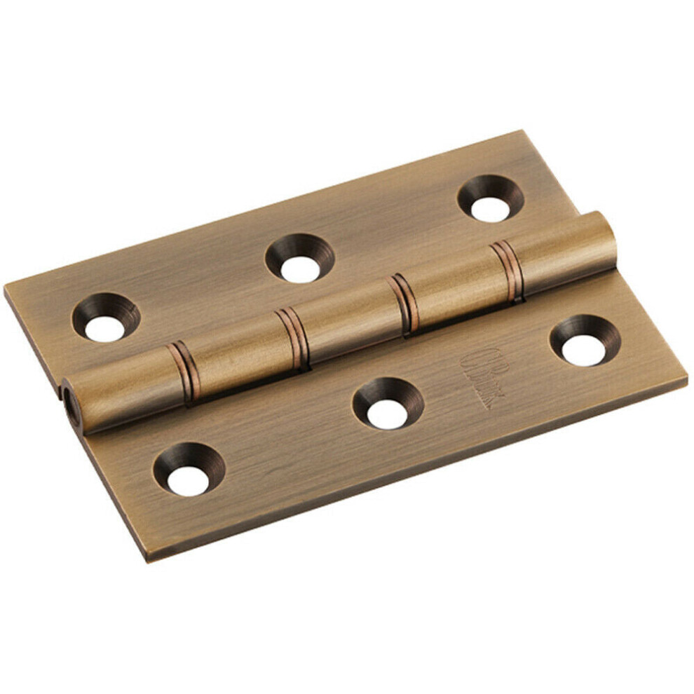 PAIR 76 x 50 x 2.5mm Brass Washered Butt Hinge Antique Bronze Internal Door