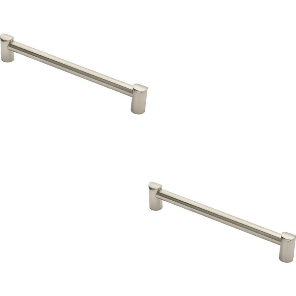 Loops 2X Round Tube Pull Handle 244 X 16Mm 224Mm Fixing Centres Satin Nickel