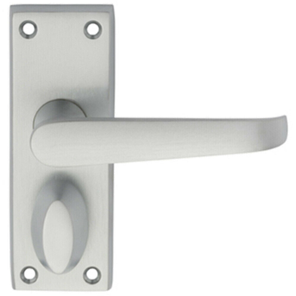 Loops Pair Straight Handle On Short Privacy Backplate 118 X 42Mm Satin Chrome