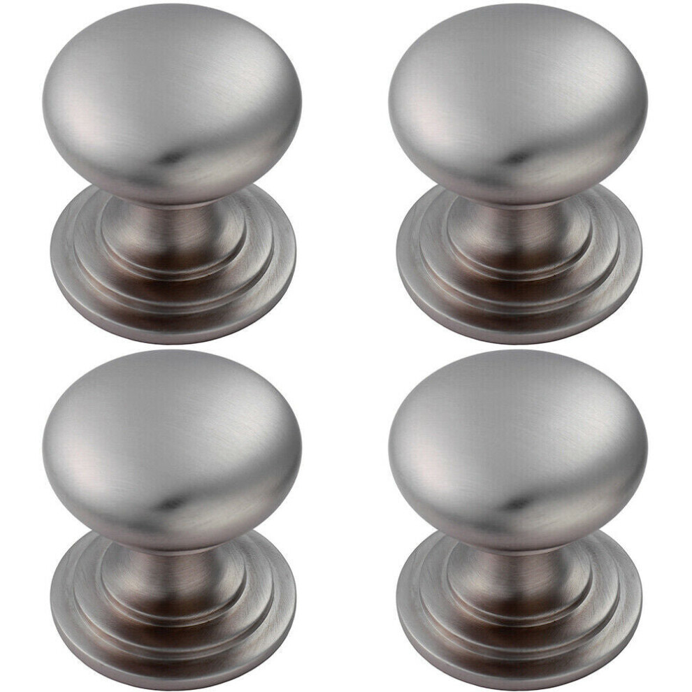 4x Victorian Round Cupboard Door Knob 42mm Dia Stainless Steel Cabinet Handle