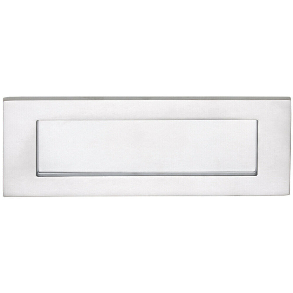 Loops Inward Opening Letterbox Plate 242Mm Fixing Centres 278 X 95Mm Satin Chrome