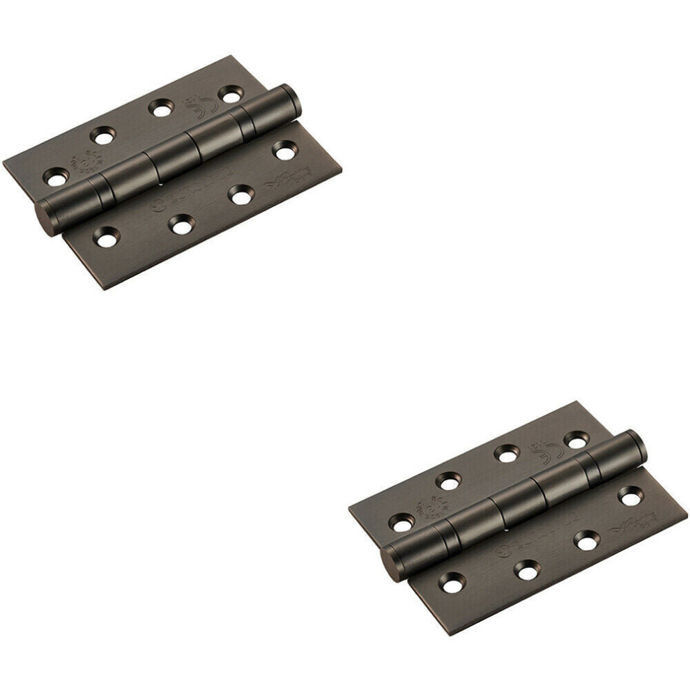 2x PAIR 102 x 76 x 3mm 13 Ball Bearing Hinge Matt Bronze Interior Door