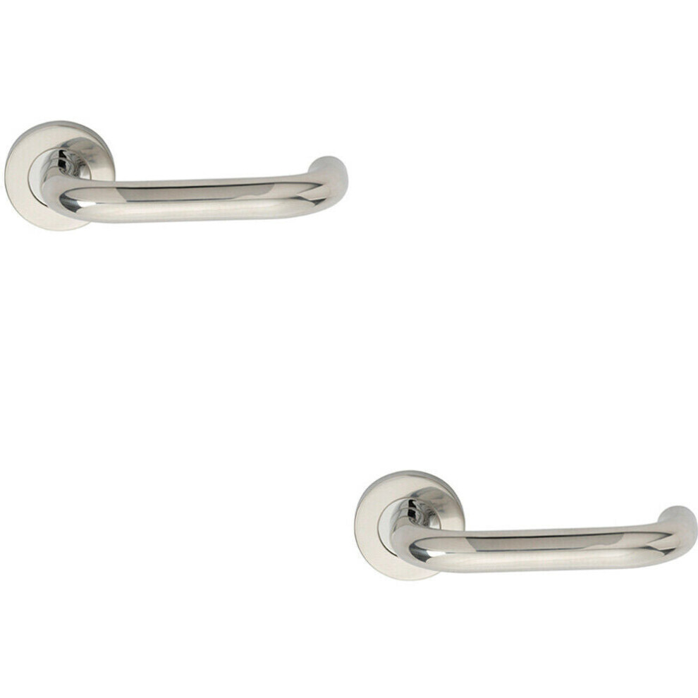Loops 2X Pair 19Mm Round Bar Safety Handle On Round Rose Concealed Fix Polished Steel
